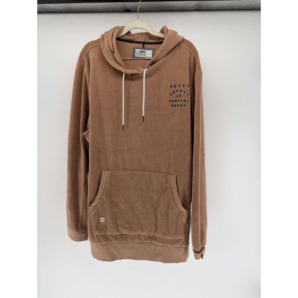 Jetty Supply Co Terry Cloth Hoodie Men's L Pullover Embroidered Logo Oversized